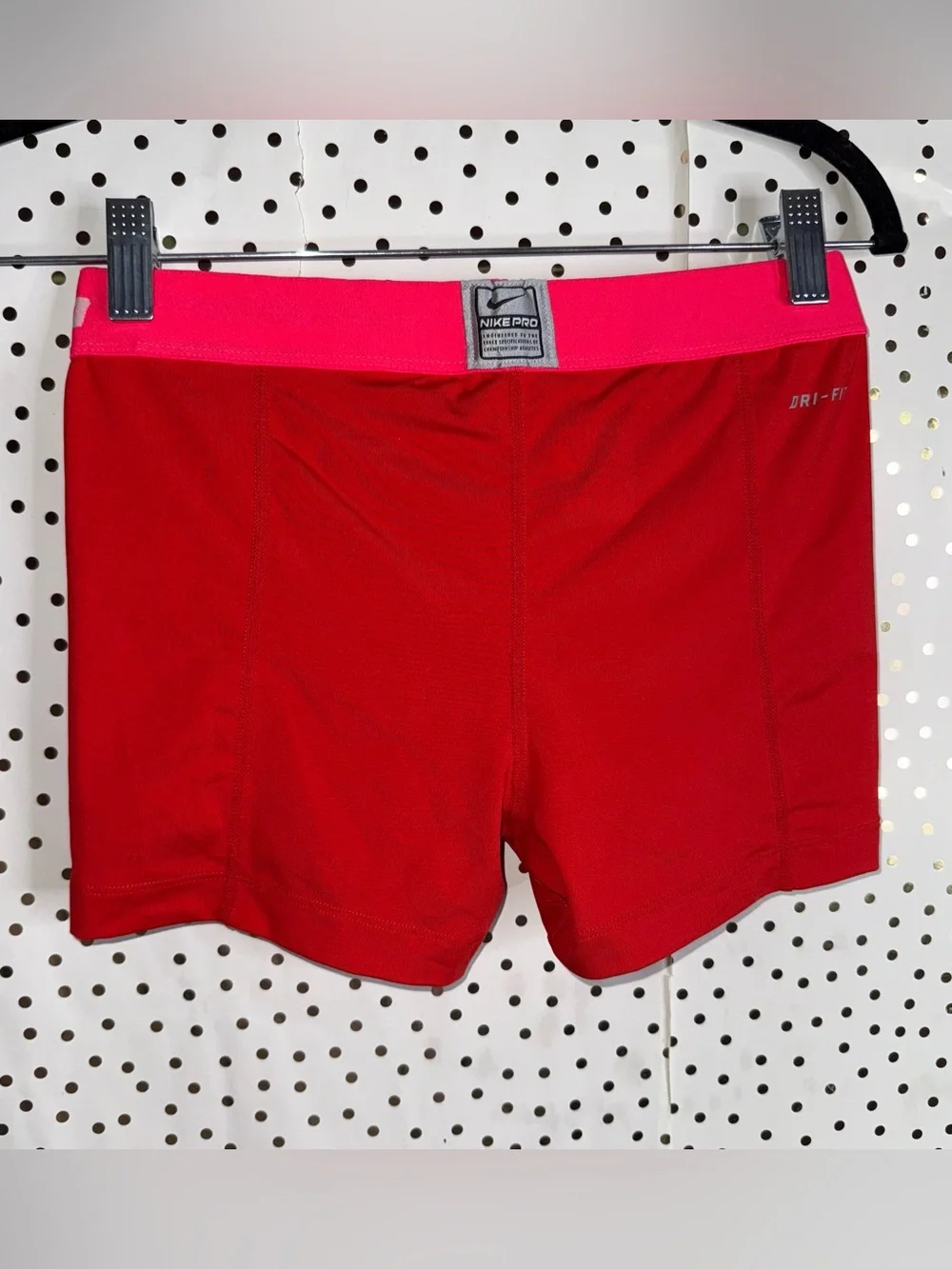 Nike Red Women's Training Bike Shorts with Pink Waistband